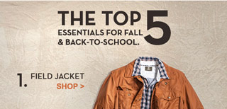 The Top Five Essentials for Fall & Back-To-School. 1. Field Jacket. Shop.